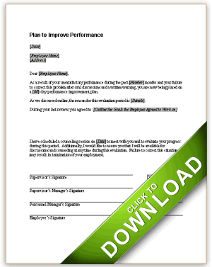 Letter for Performance Improvement Plan